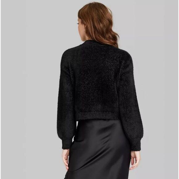 Wild Fable Turtleneck Sparkle Boxy Pullover Sweater - Black Women's L New - Picture 3 of 8